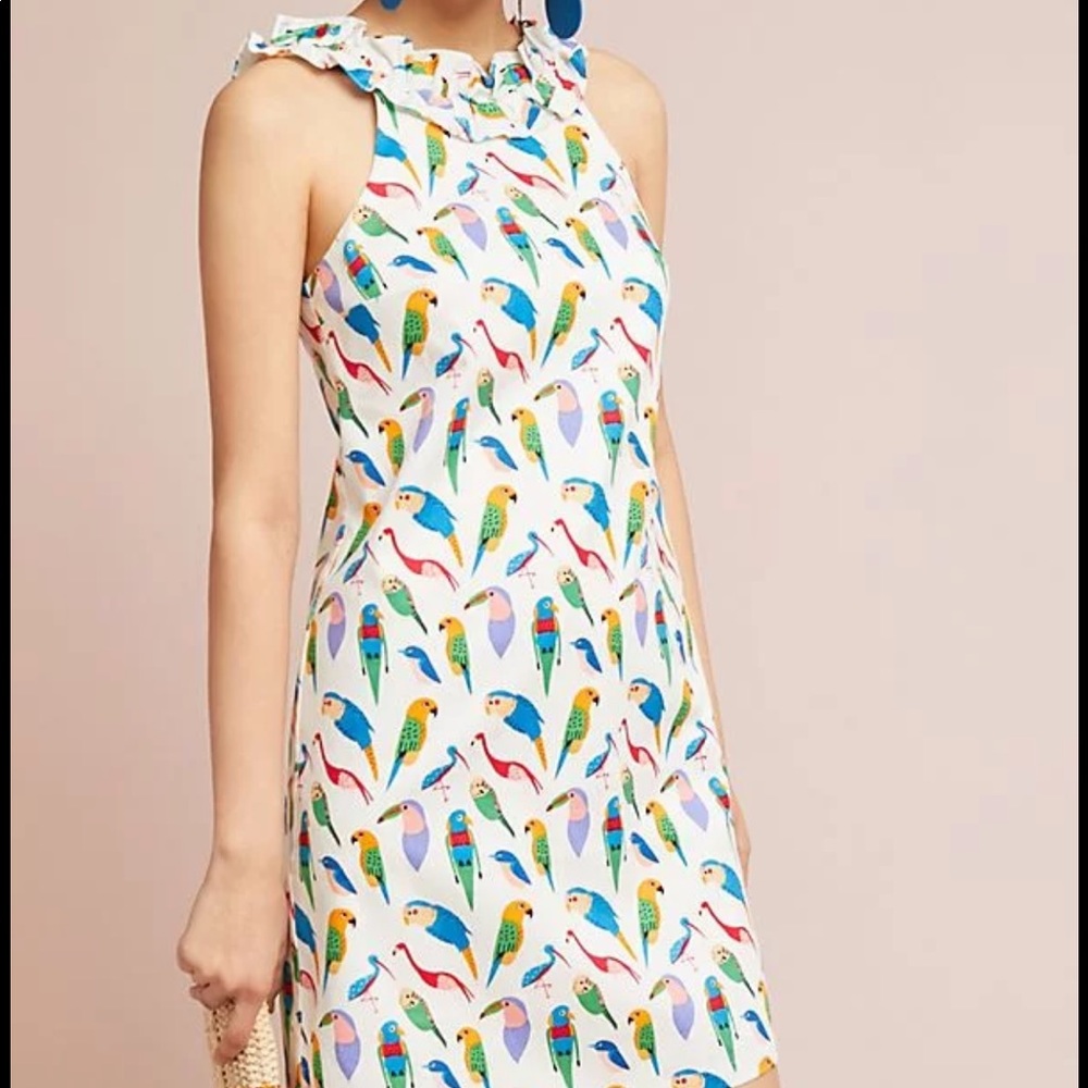 Anthro toucan shift dress